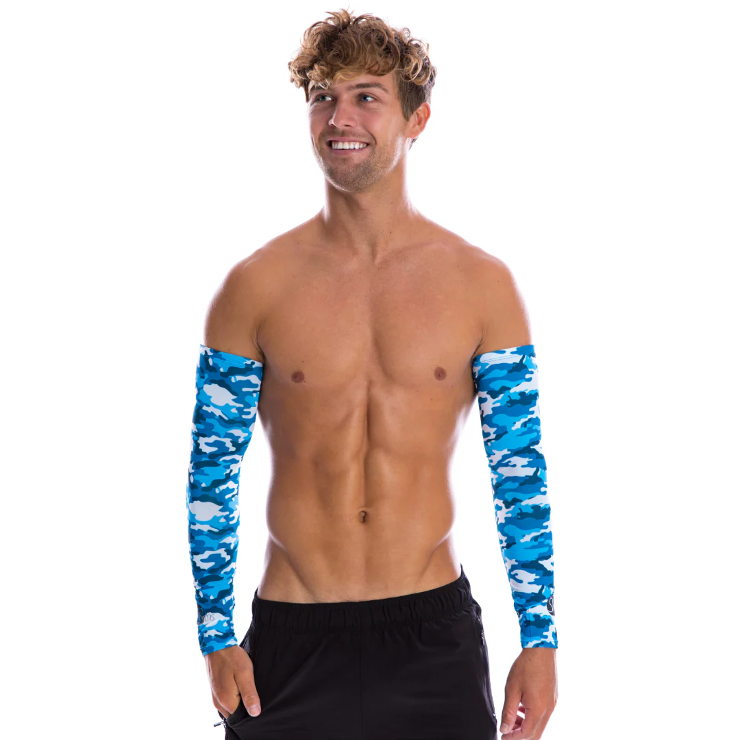 SParms UPF50+ Arm Sleeves (Camo Blue, Pair) - Image 7